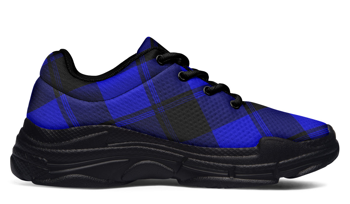 Vivid Blue Plaid Chunky Sneakers