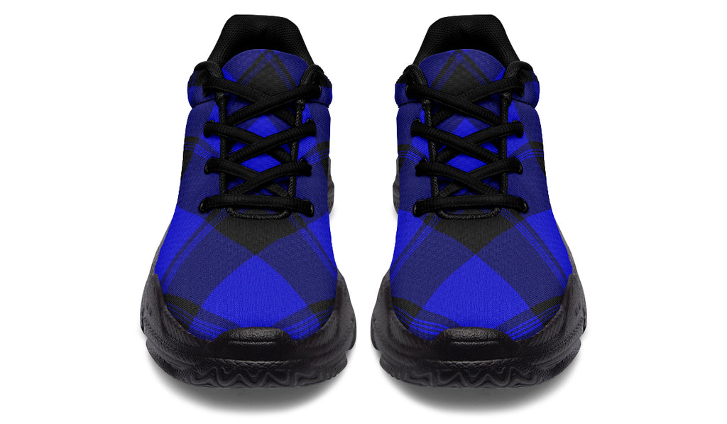 Vivid Blue Plaid Chunky Sneakers
