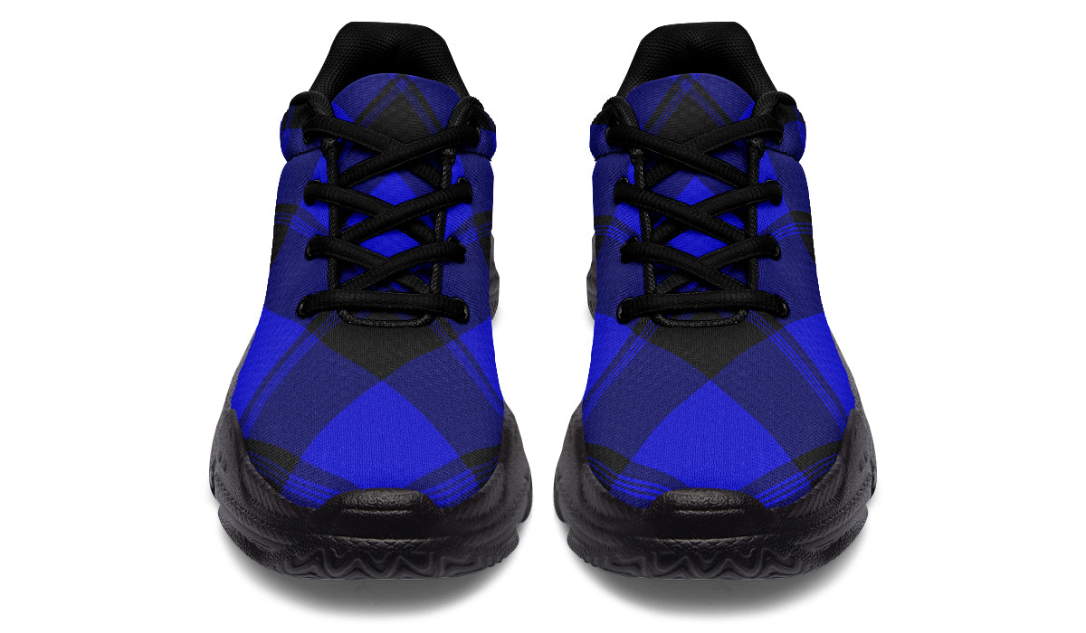 Vivid Blue Plaid Chunky Sneakers