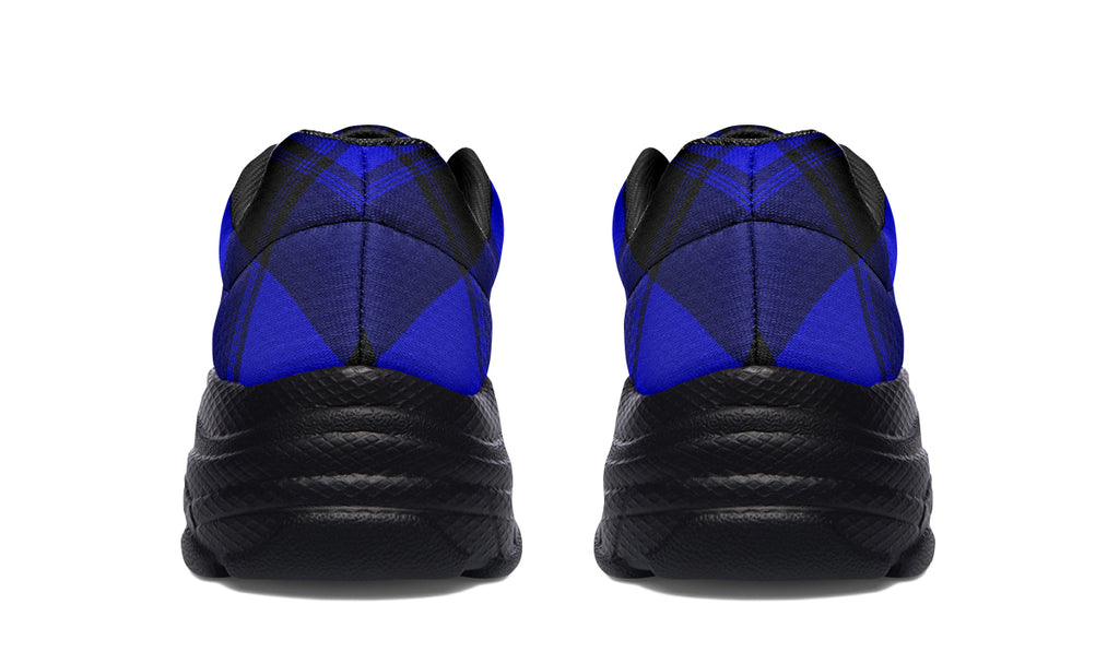 Vivid Blue Plaid Chunky Sneakers