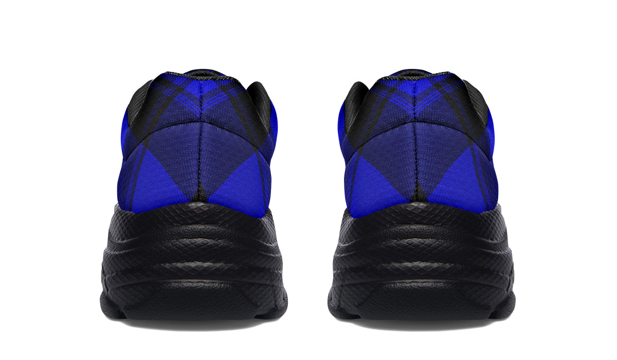 Vivid Blue Plaid Chunky Sneakers