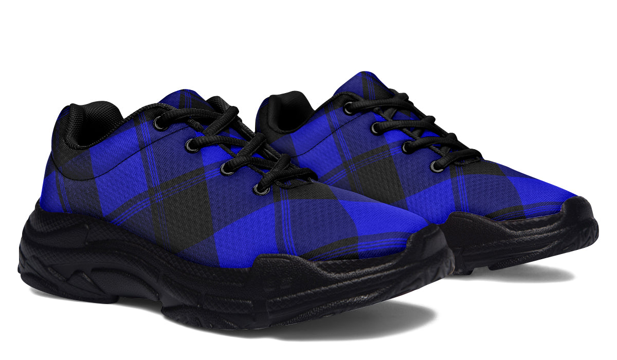Vivid Blue Plaid Chunky Sneakers
