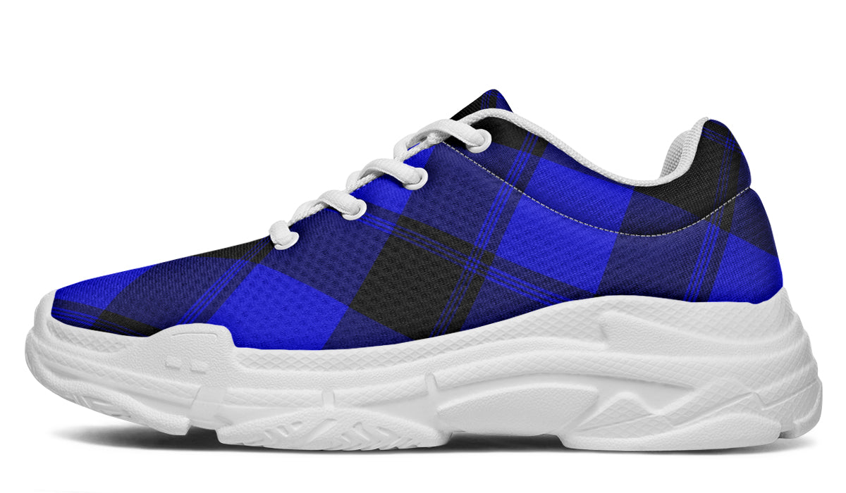 Vivid Blue Plaid Chunky Sneakers