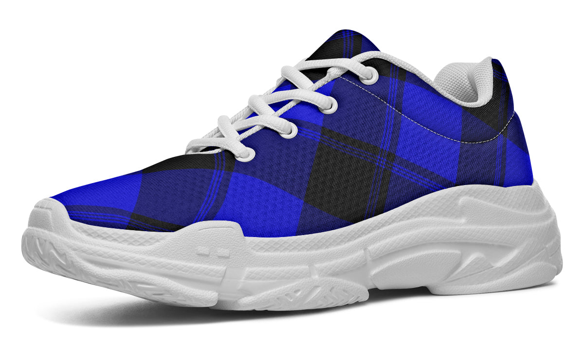Vivid Blue Plaid Chunky Sneakers
