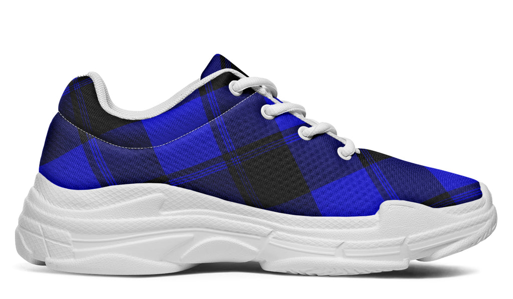 Vivid Blue Plaid Chunky Sneakers