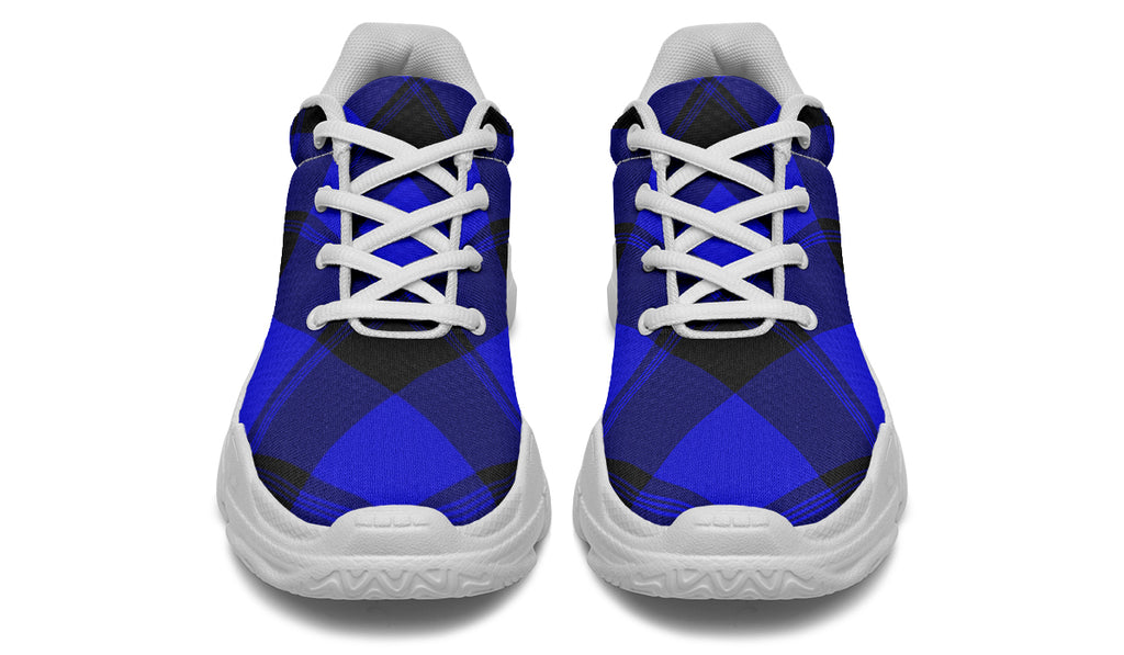 Vivid Blue Plaid Chunky Sneakers