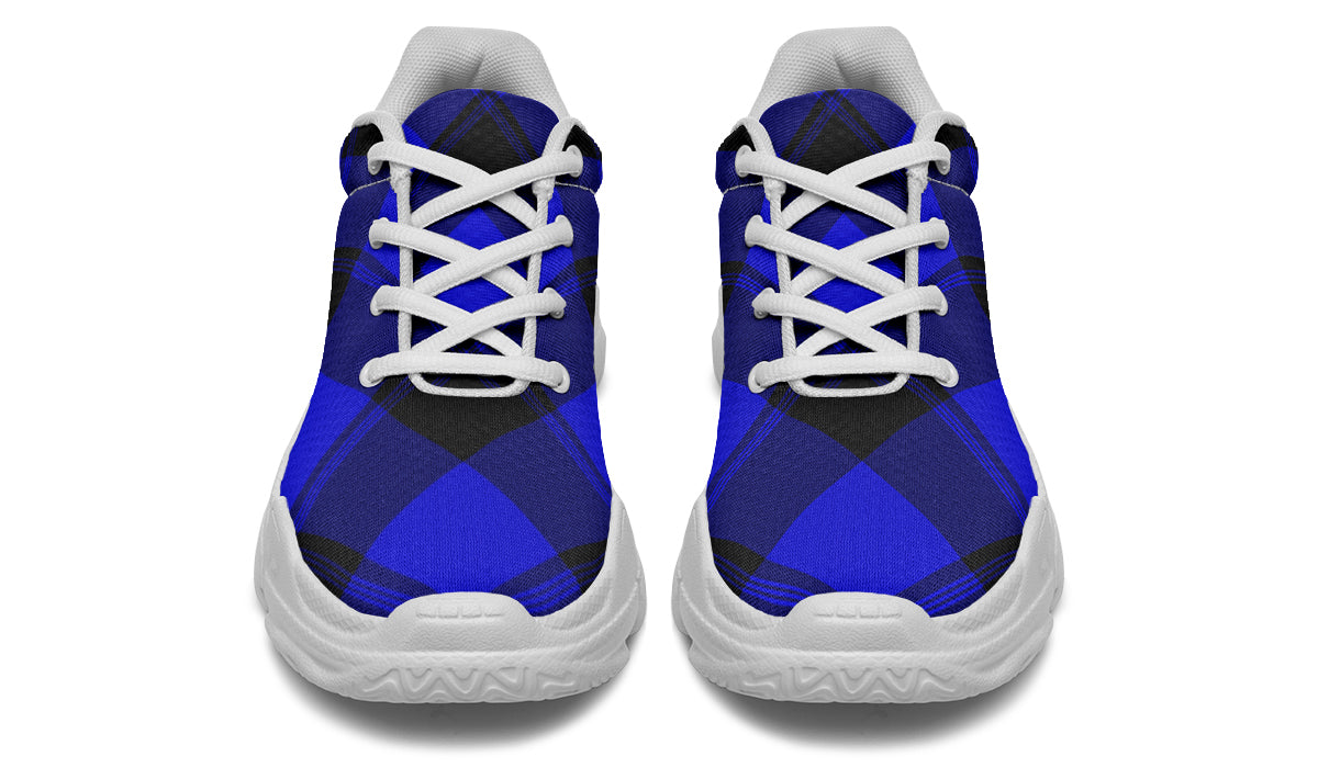 Vivid Blue Plaid Chunky Sneakers