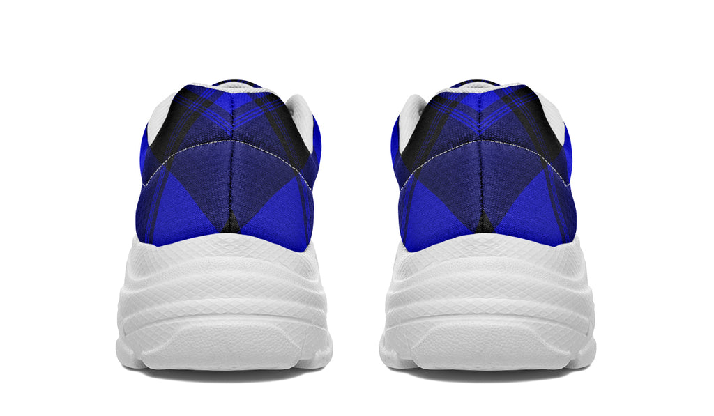 Vivid Blue Plaid Chunky Sneakers
