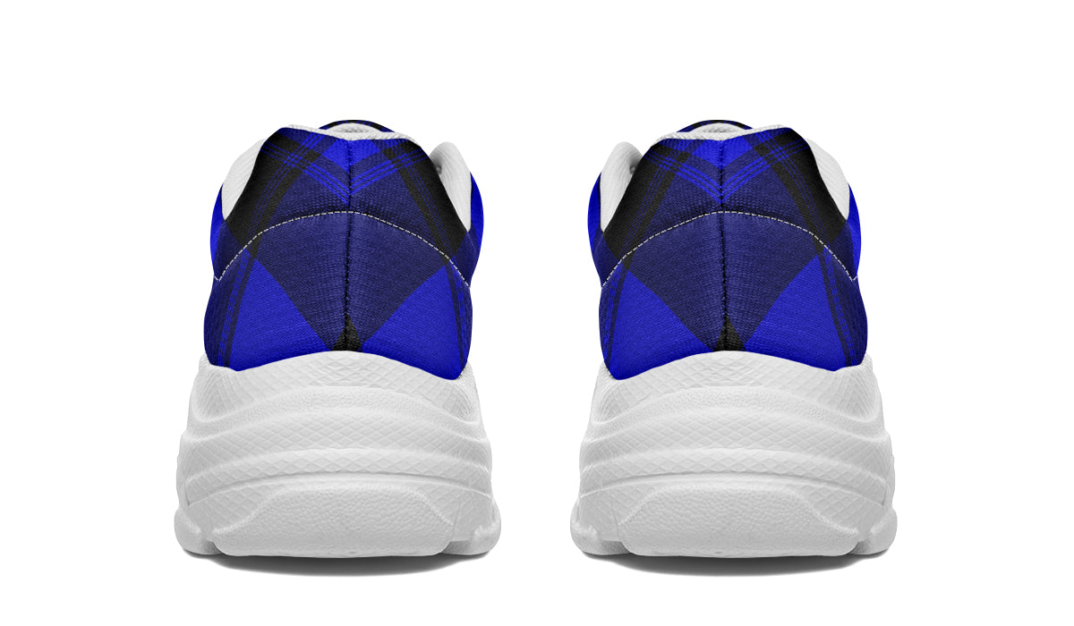 Vivid Blue Plaid Chunky Sneakers