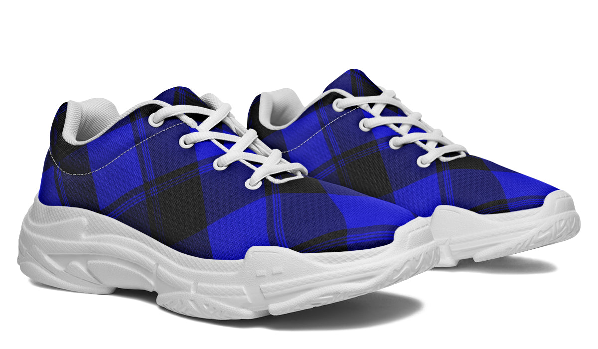 Vivid Blue Plaid Chunky Sneakers