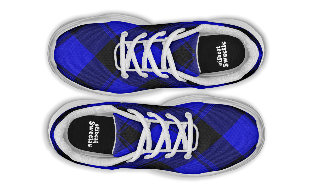 Vivid Blue Plaid Chunky Sneakers