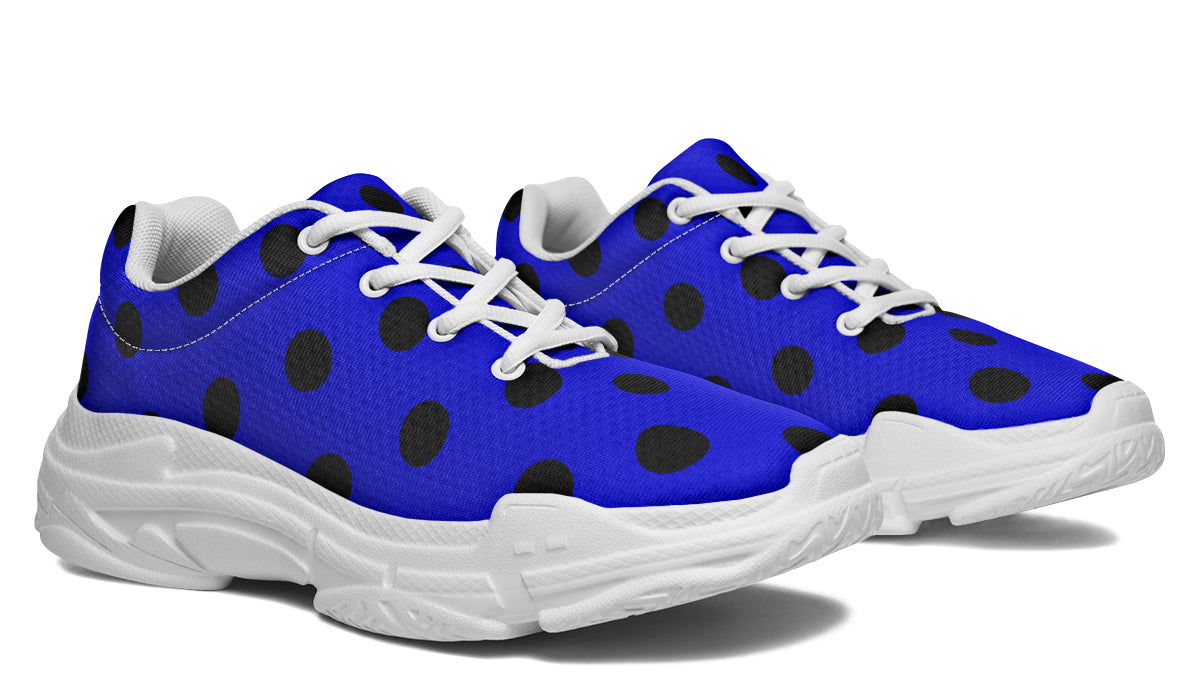 Vivid Blue Polka Dot Chunky Sneakers