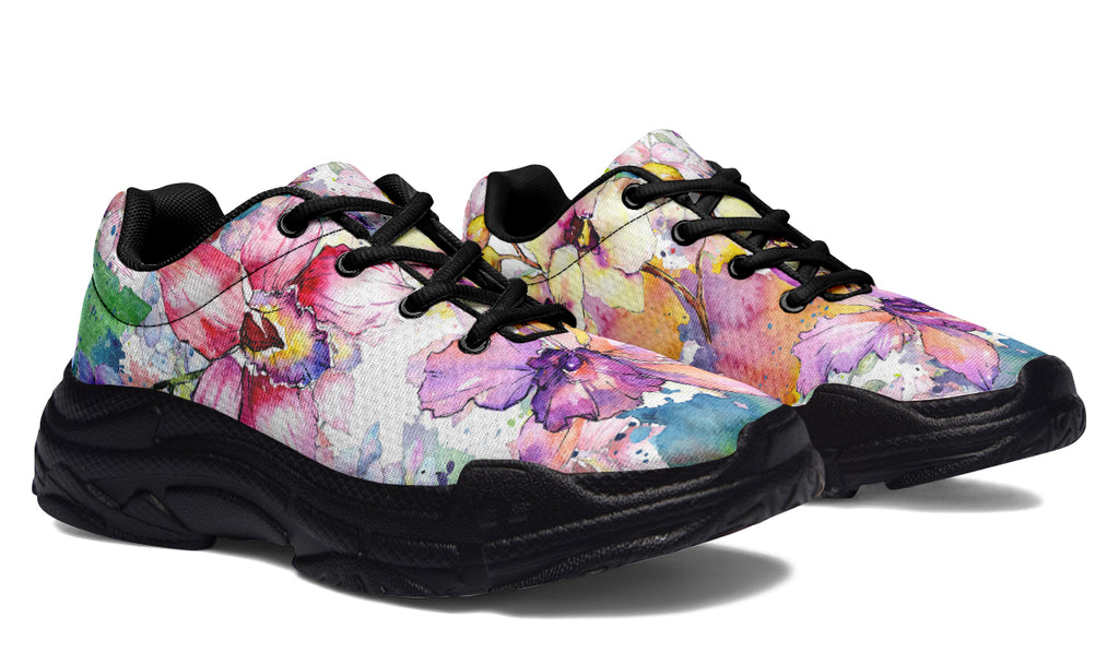 Watercolour Flowers Chunky Sneakers - Offbeat Sweetie