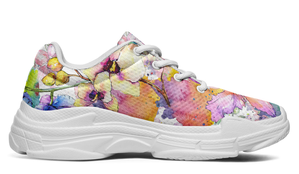 Watercolour Flowers Chunky Sneakers - Offbeat Sweetie