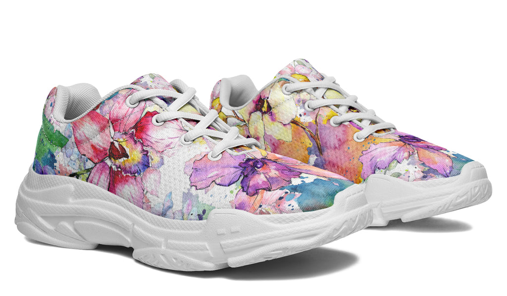 Watercolour Flowers Chunky Sneakers - Offbeat Sweetie