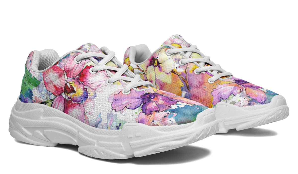 Watercolour Flowers Chunky Sneakers - Offbeat Sweetie