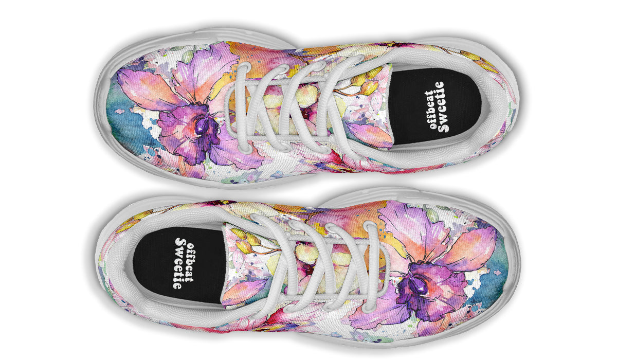 Watercolour Flowers Chunky Sneakers - Offbeat Sweetie