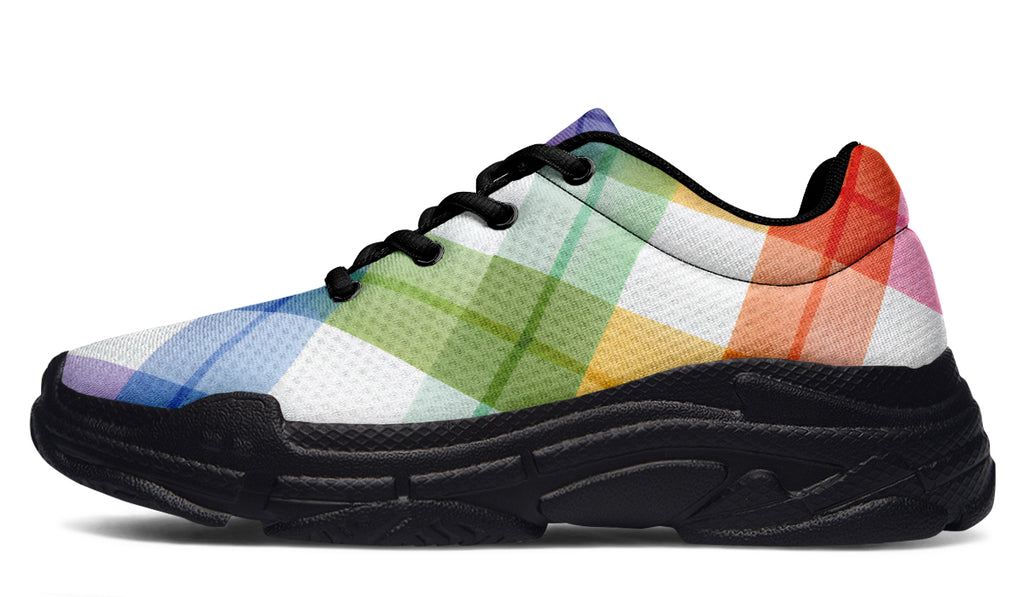 Watercolour Rainbow Plaid Chunky Sneakers