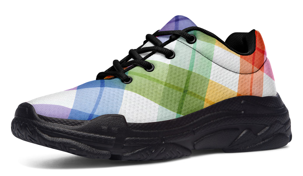 Watercolour Rainbow Plaid Chunky Sneakers