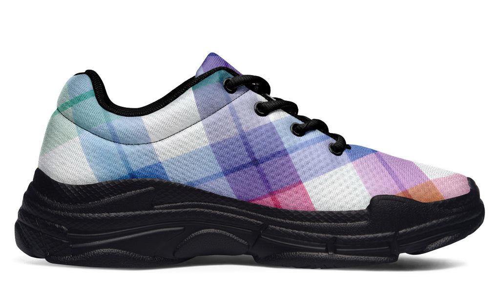 Watercolour Rainbow Plaid Chunky Sneakers