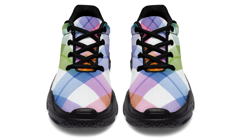 Watercolour Rainbow Plaid Chunky Sneakers
