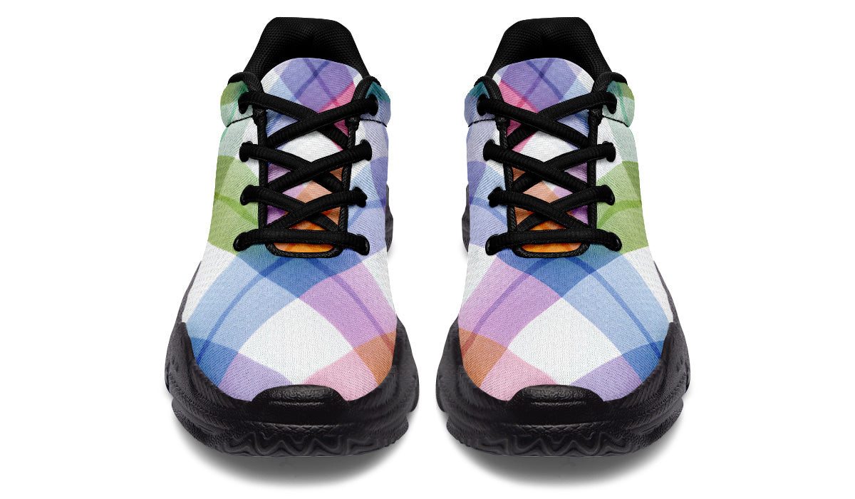 Watercolour Rainbow Plaid Chunky Sneakers