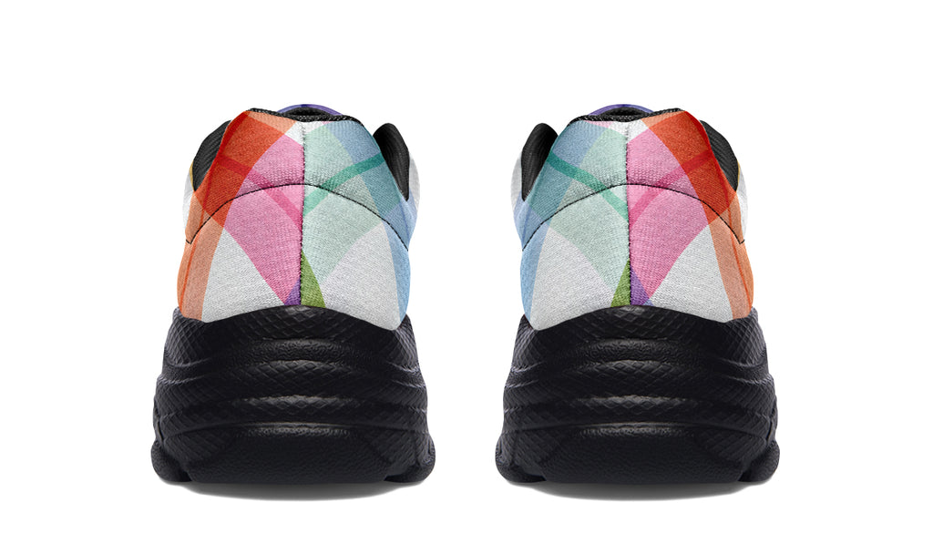 Watercolour Rainbow Plaid Chunky Sneakers