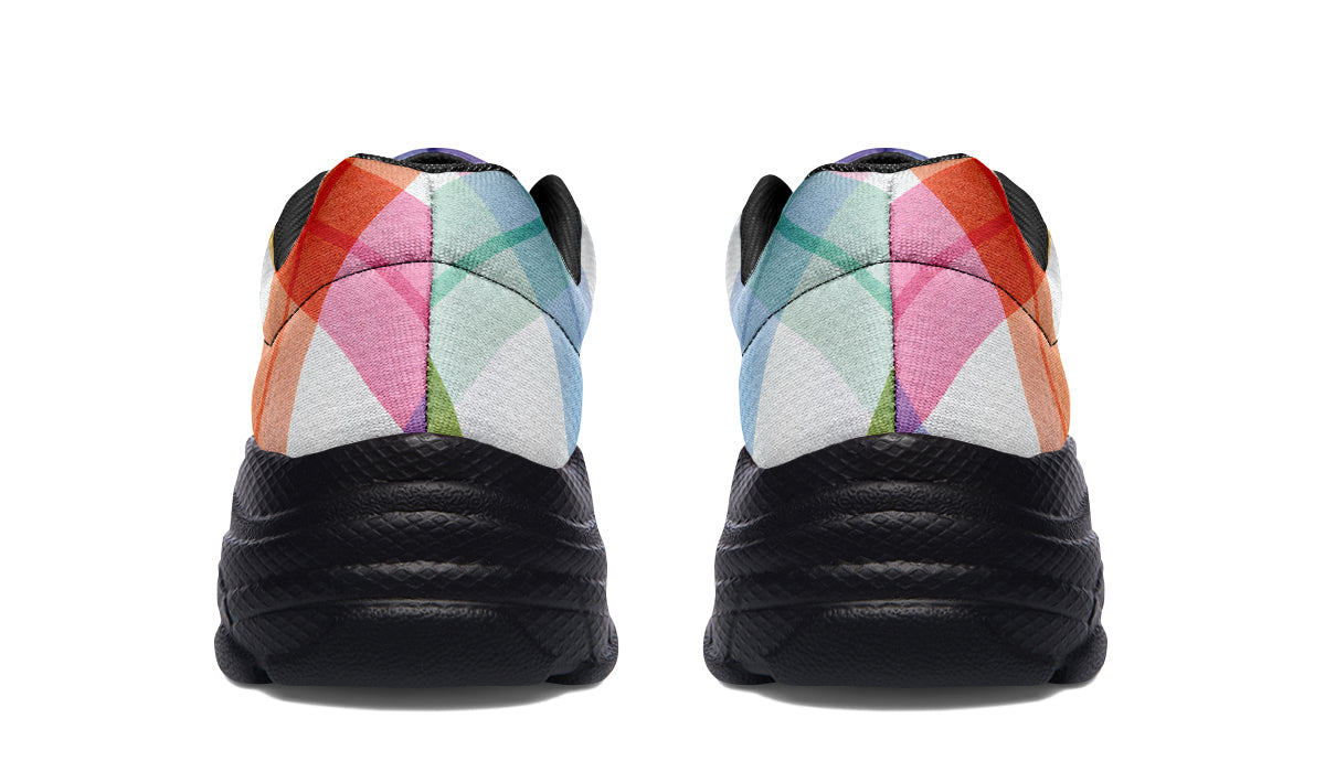 Watercolour Rainbow Plaid Chunky Sneakers