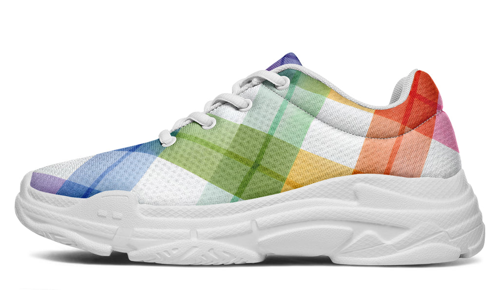 Watercolour Rainbow Plaid Chunky Sneakers