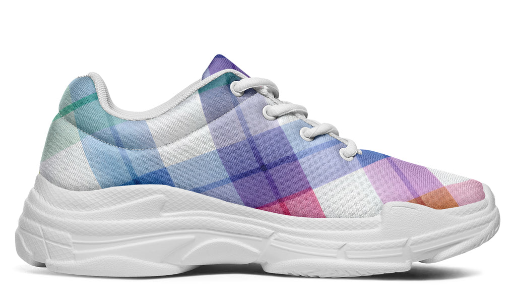 Watercolour Rainbow Plaid Chunky Sneakers