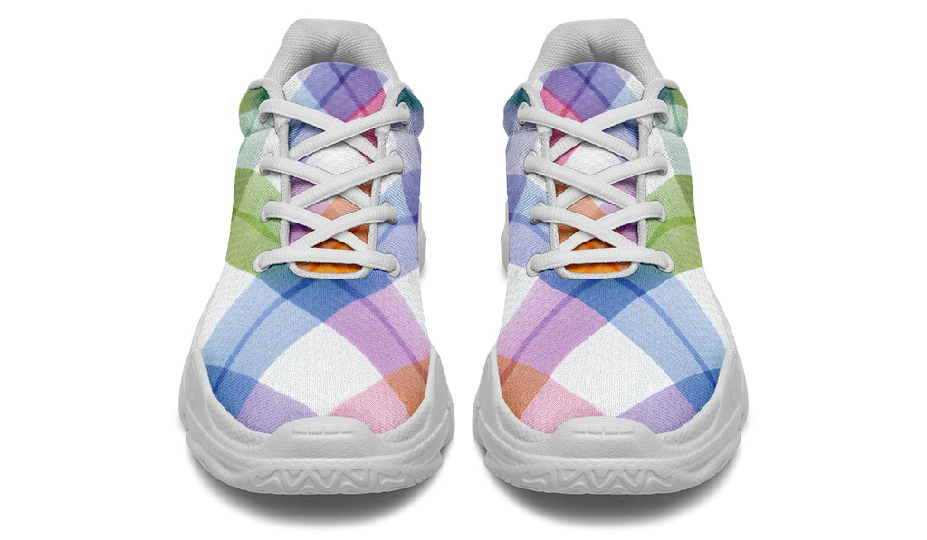 Watercolour Rainbow Plaid Chunky Sneakers