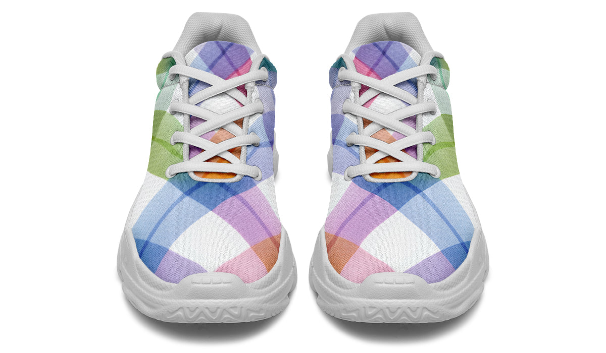 Watercolour Rainbow Plaid Chunky Sneakers