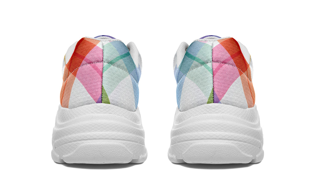 Watercolour Rainbow Plaid Chunky Sneakers