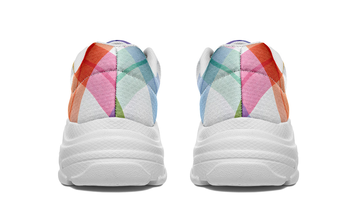 Watercolour Rainbow Plaid Chunky Sneakers