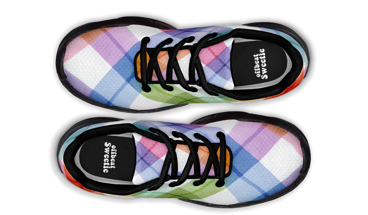 Watercolour Rainbow Plaid Chunky Sneakers