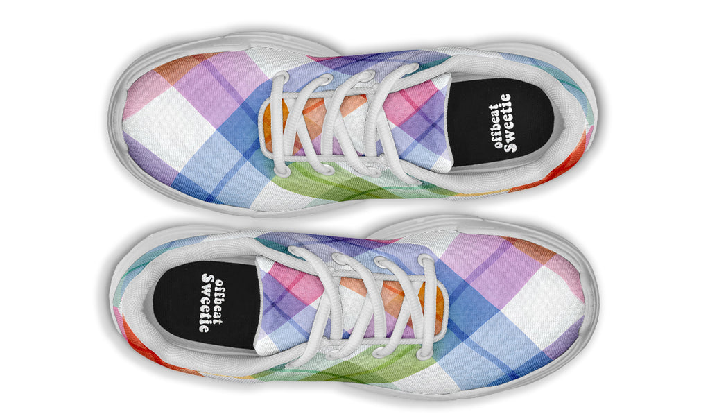 Watercolour Rainbow Plaid Chunky Sneakers