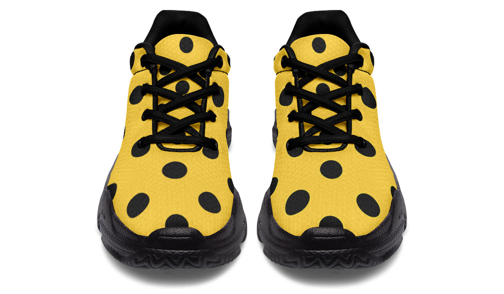 Yellow And Black Polka Dot Chunky Sneakers