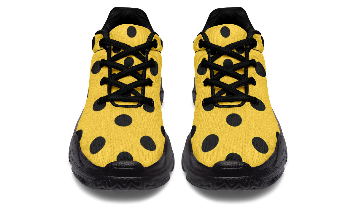 Yellow And Black Polka Dot Chunky Sneakers