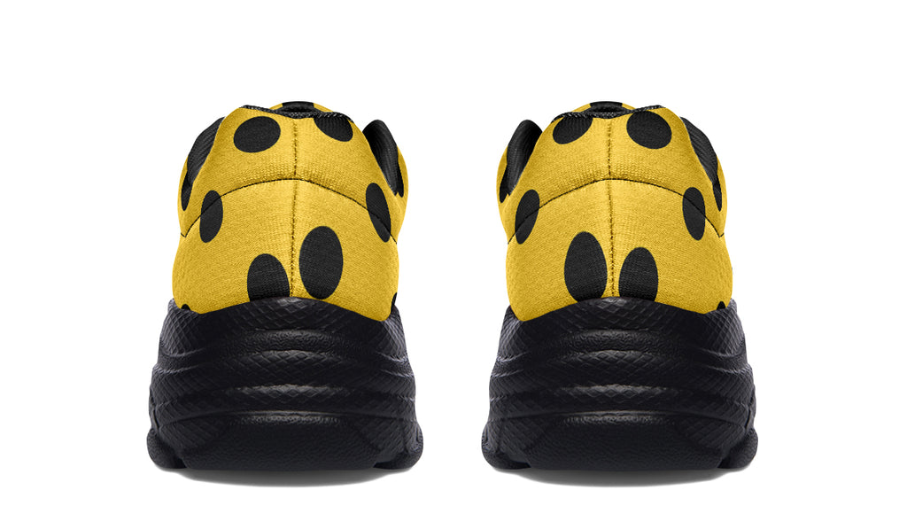Yellow And Black Polka Dot Chunky Sneakers
