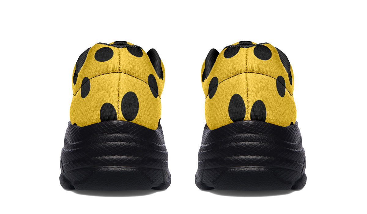 Yellow And Black Polka Dot Chunky Sneakers
