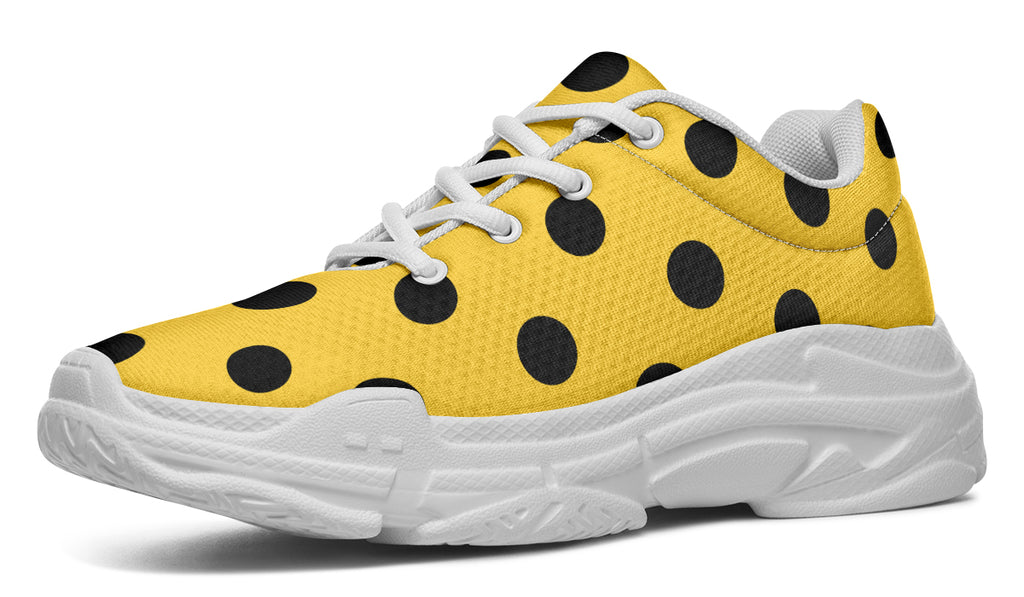 Yellow And Black Polka Dot Chunky Sneakers