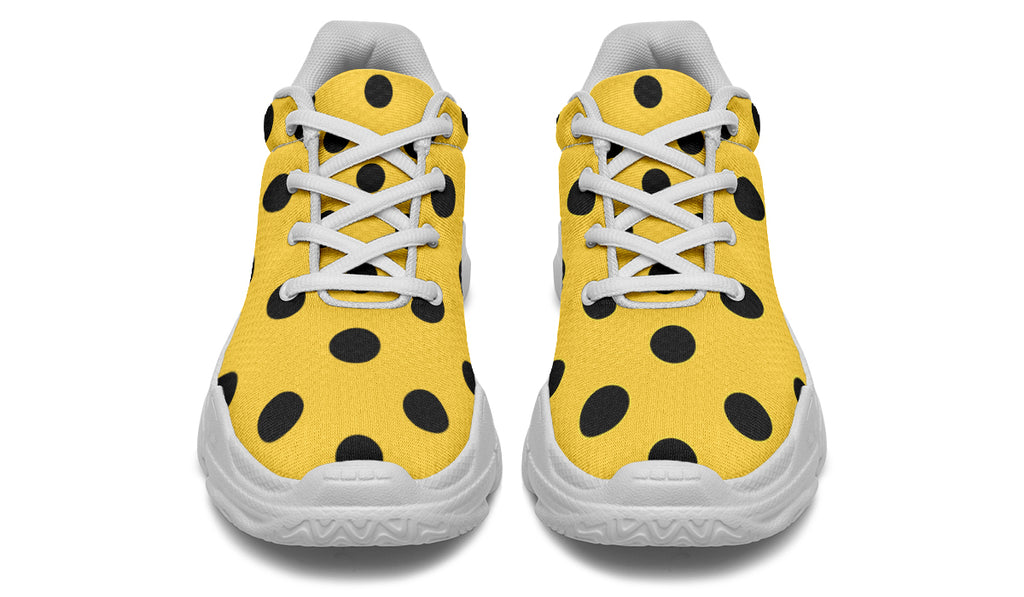 Yellow And Black Polka Dot Chunky Sneakers
