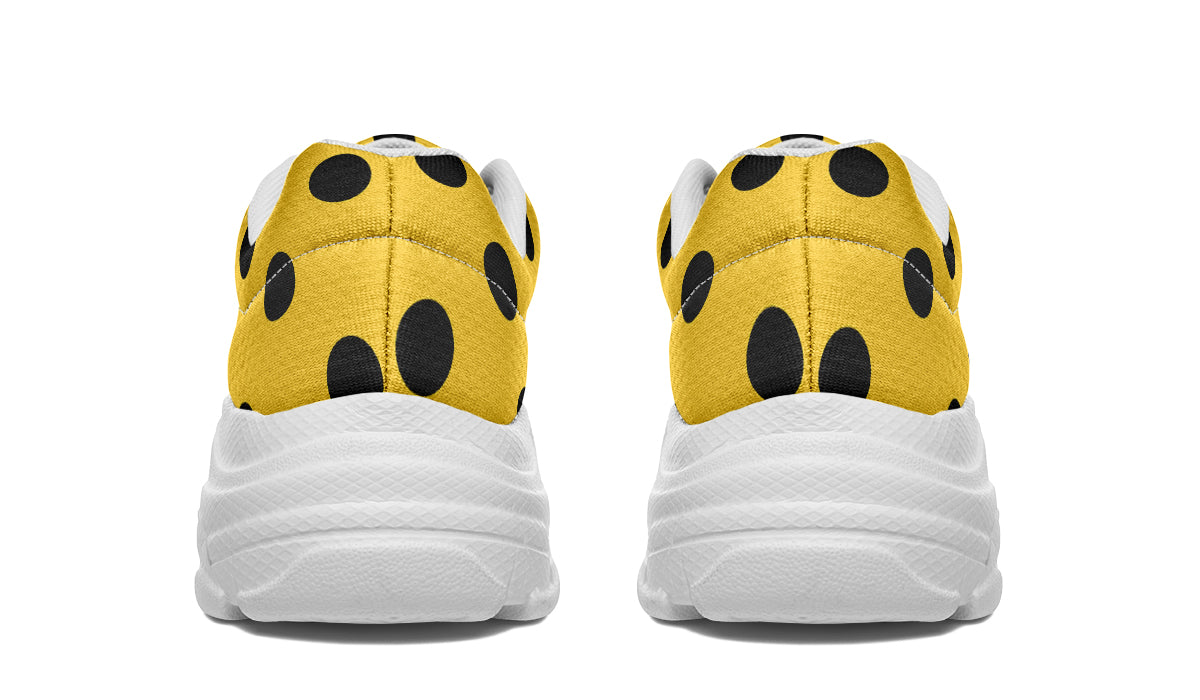 Yellow And Black Polka Dot Chunky Sneakers