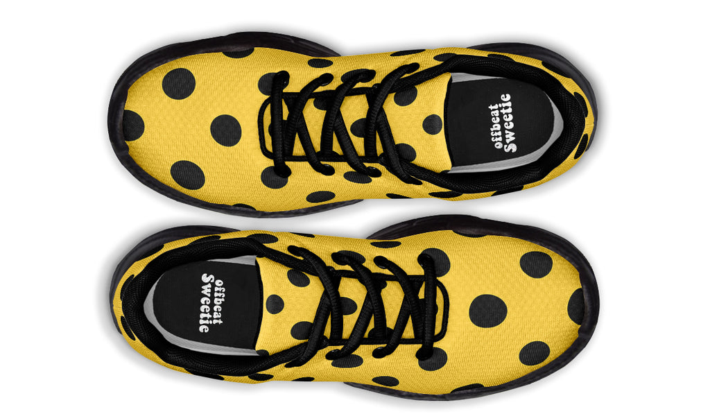 Yellow And Black Polka Dot Chunky Sneakers