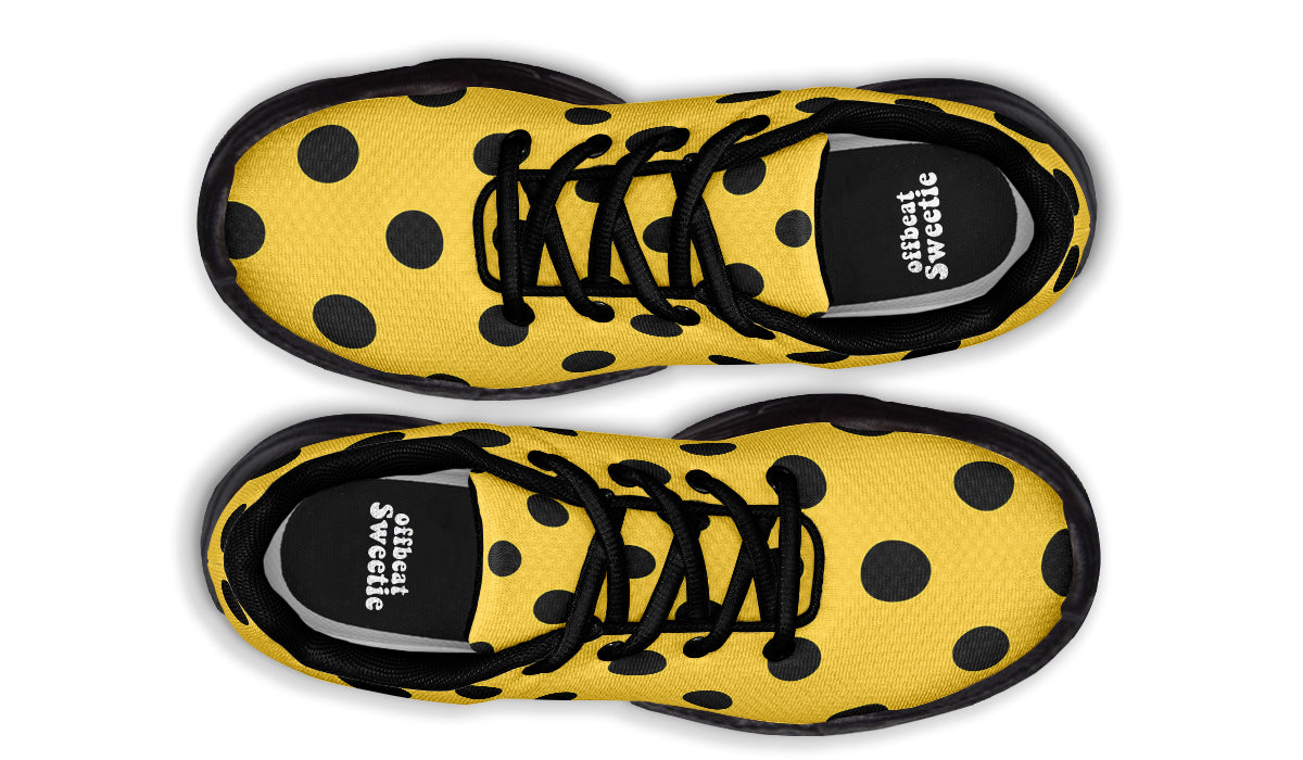 Yellow And Black Polka Dot Chunky Sneakers