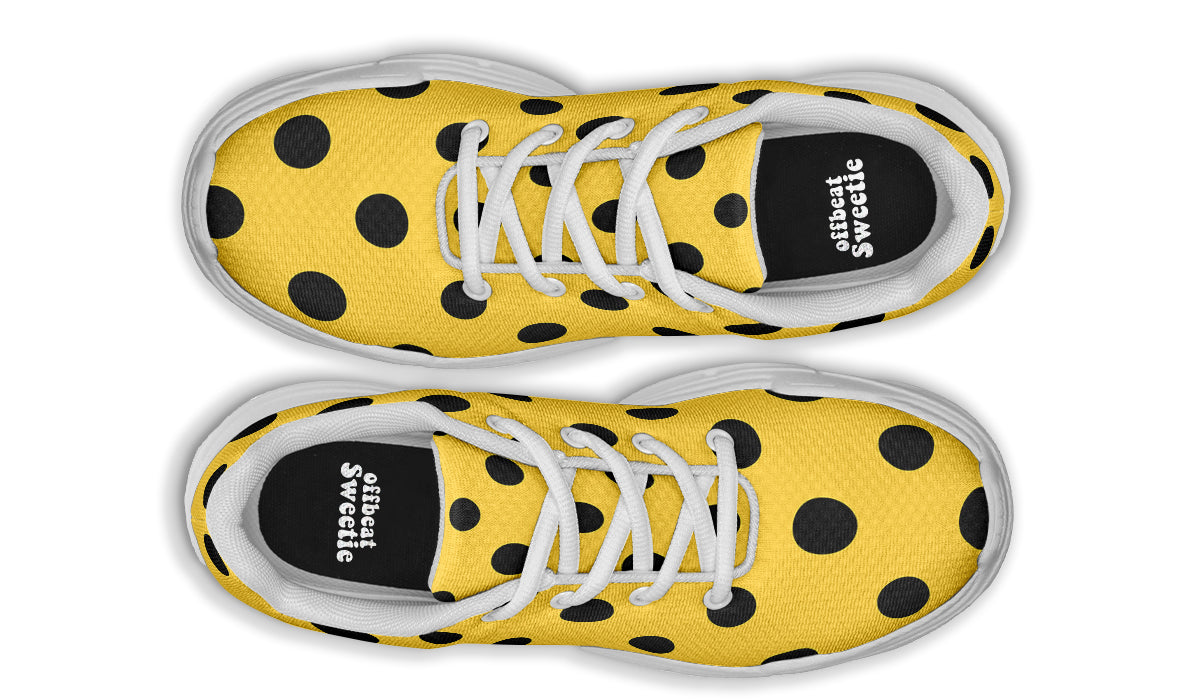 Yellow And Black Polka Dot Chunky Sneakers