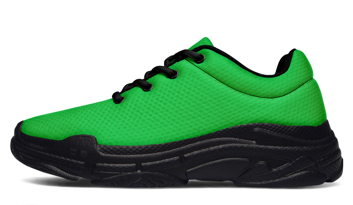 Yellow And Green Mismatch Chunky Sneakers - Offbeat Sweetie