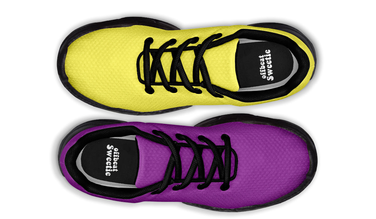 Yellow And Purple Mismatch Chunky Sneakers - Offbeat Sweetie