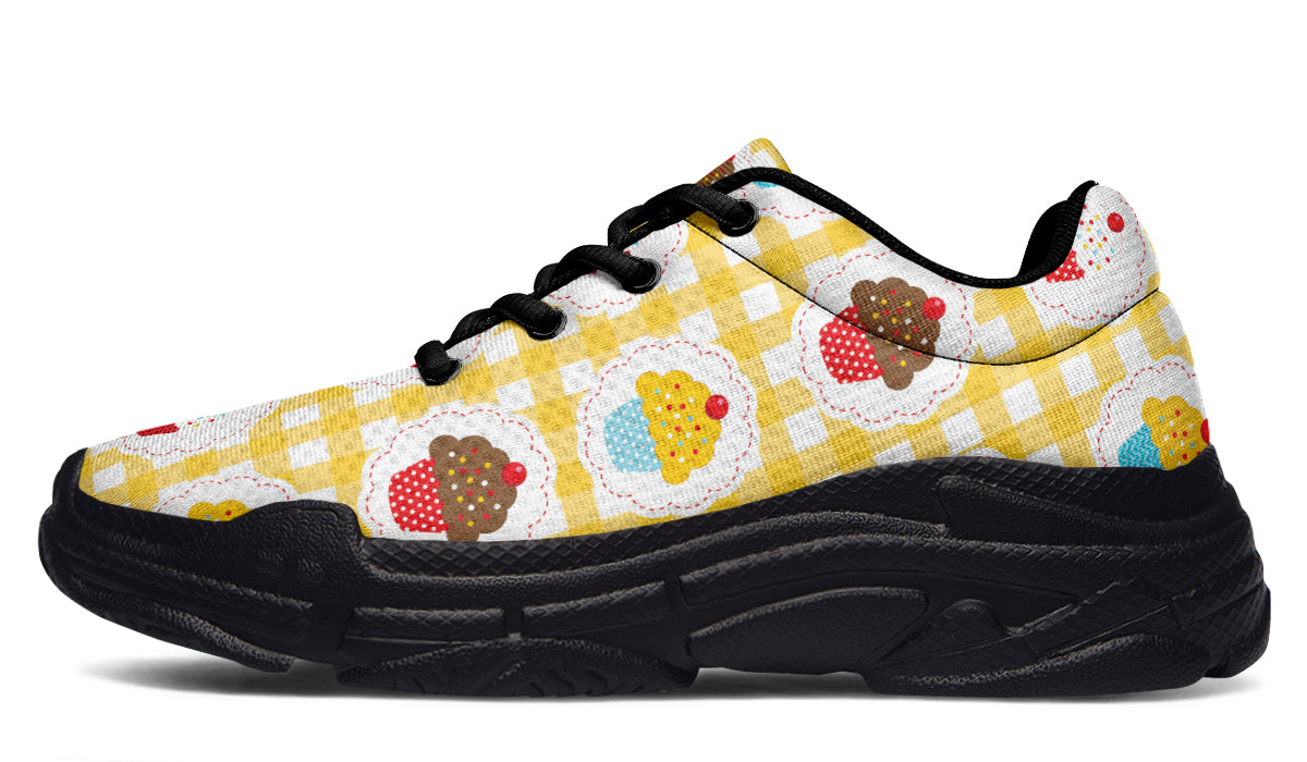 Yellow Gingham Cupcakes Chunky Sneakers