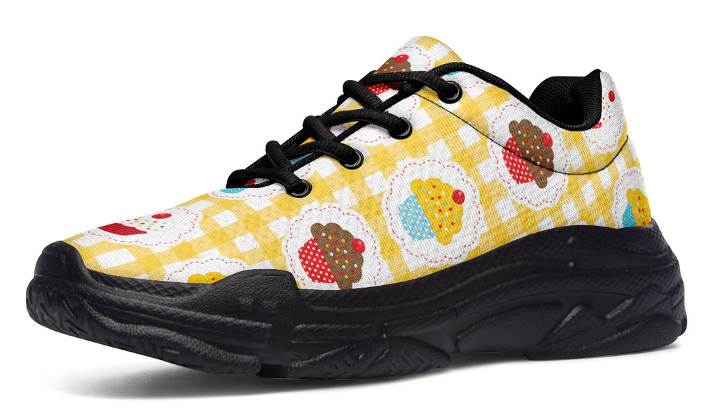 Yellow Gingham Cupcakes Chunky Sneakers